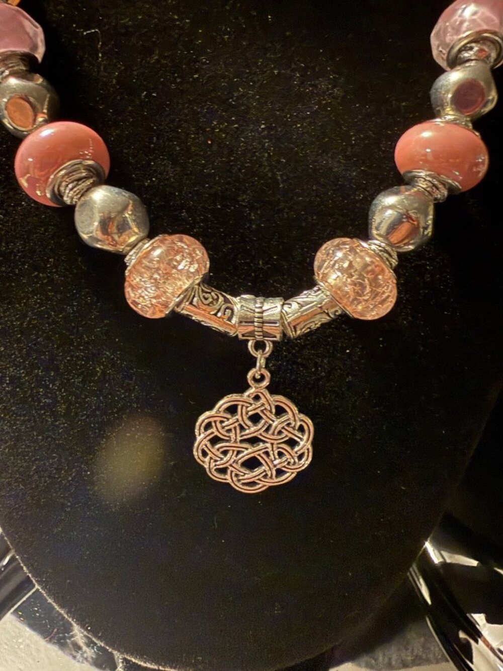 Blush & Silver Artisan Necklace — Handmade by Sea & Soul Designs